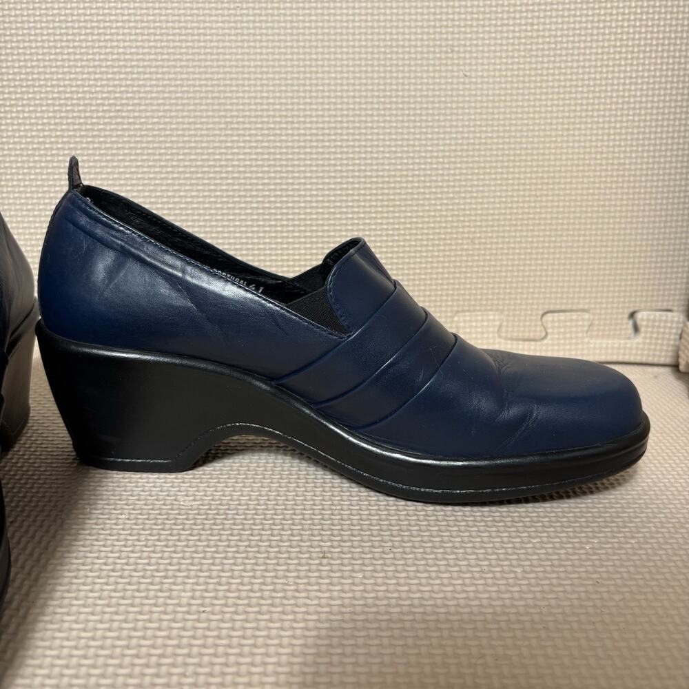 Dansko Womens Blue Leather Aubrey Pleated Slip-on Clogs Shoes EU 41/US 10.5 Work - Picture 5 of 11